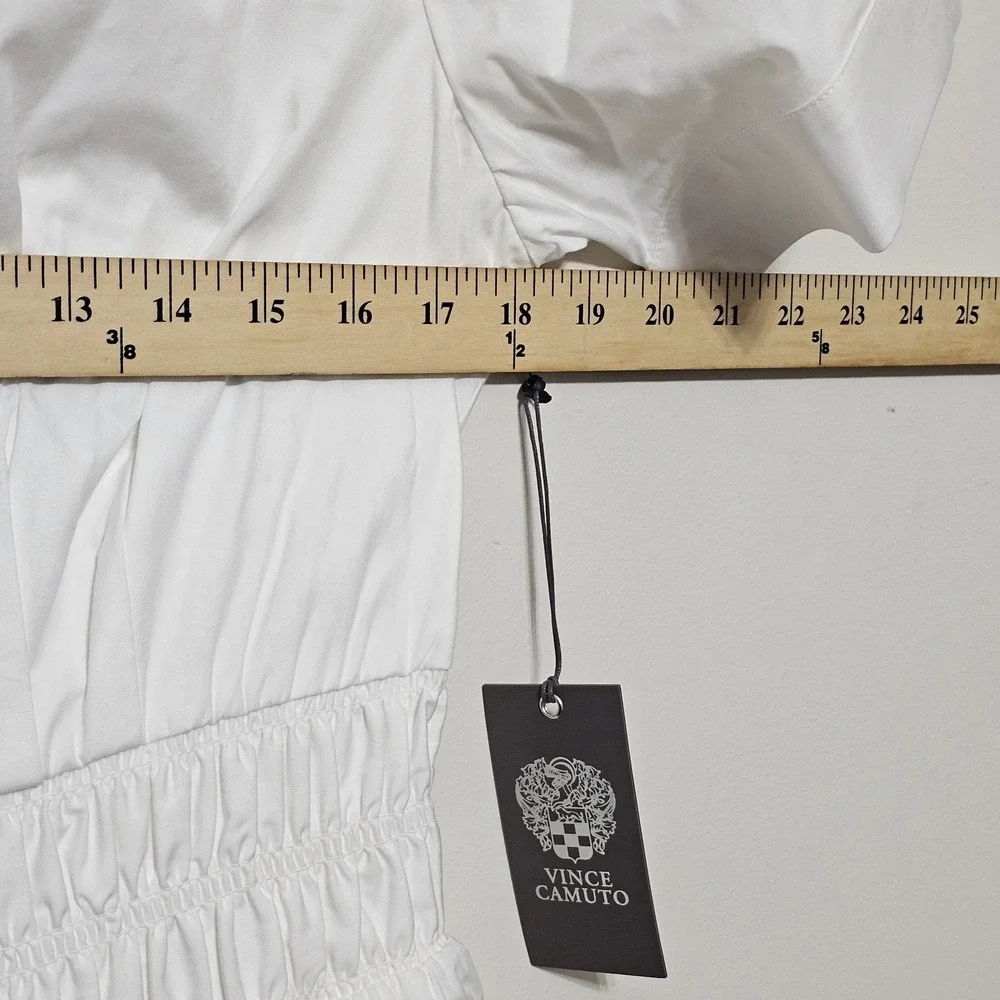 Vince Camuto Women Shirt Dress Size 12 Fit Large New White Elastic Waist Button - Picture 3 of 15